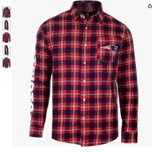 NWT NFL New England Patriots Mens Size Small Flannel Shirt Button Down